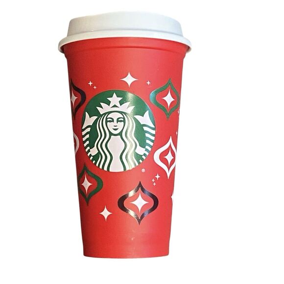Starbucks 2023 Holiday Reusable Red 16 Oz Lidded Plastic Cup NEW - Picture 1 of 8